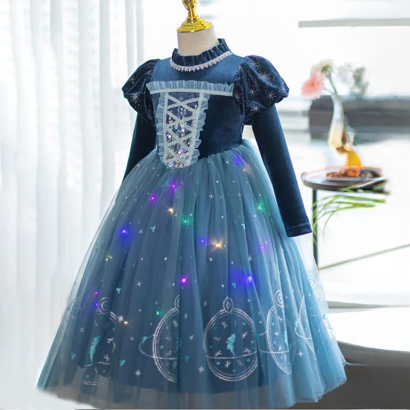 [Archive Sale] Velvet & Mesh Long Sleeve Mid-long Dresses - image 2