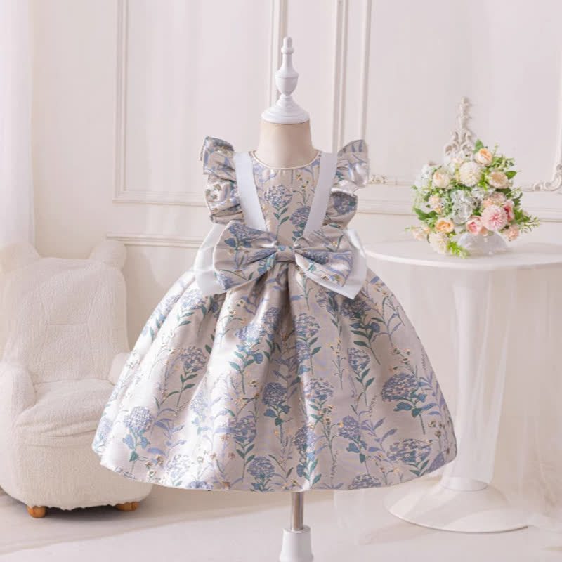 [Archive Sale] Jacquard Bow Maxi Dresses - Silver - 5Y【110cm】 - image 1