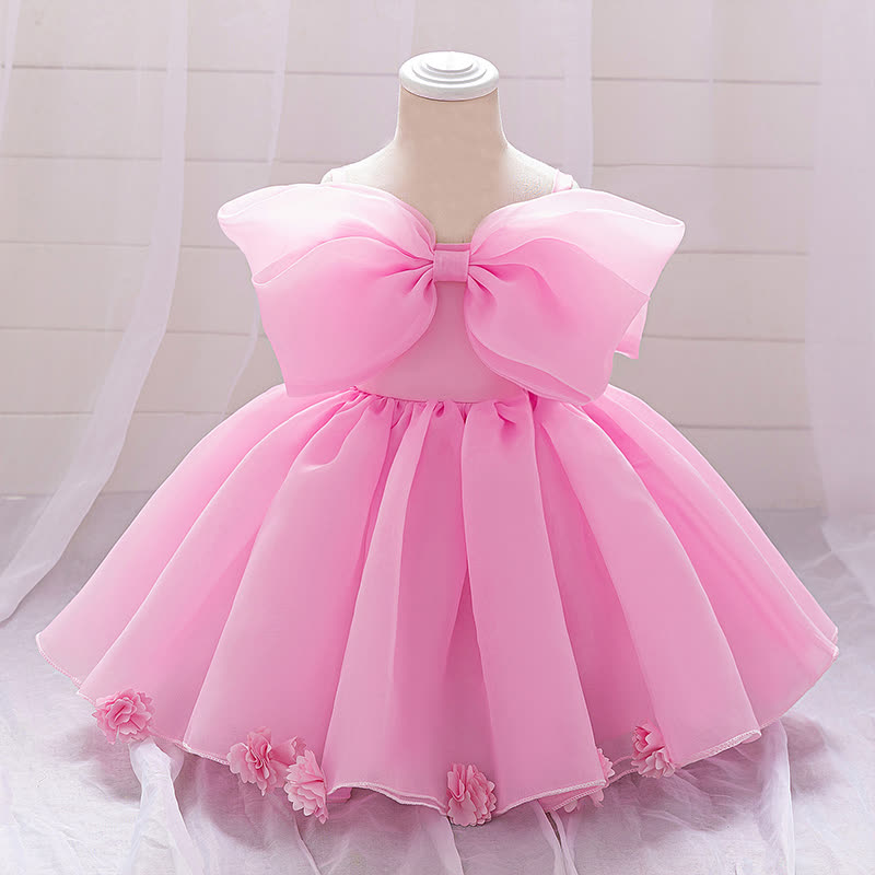 Organza Bow Rosette Maxi Dresses - Pink - 2-3Y - image 10