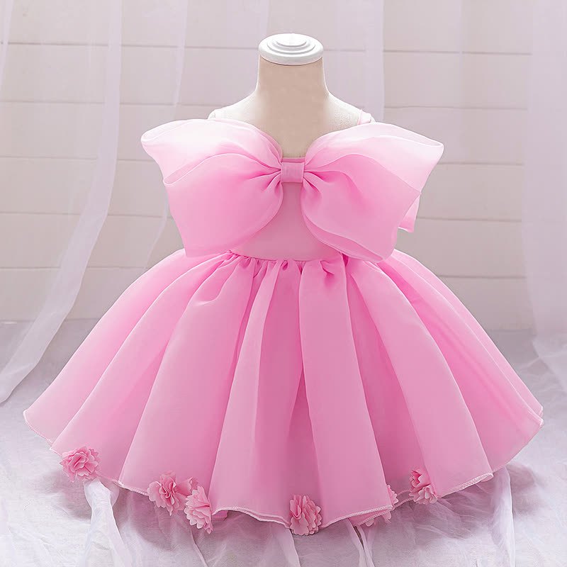 Organza Bow Rosette Maxi Dresses - Pink - 2-3Y - image 10