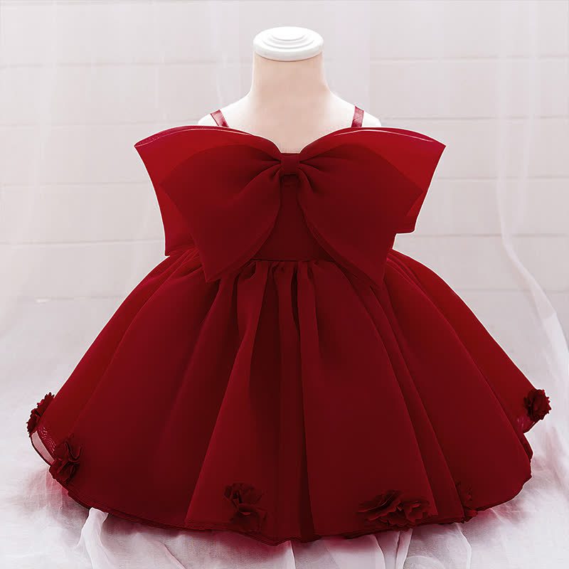 Organza Bow Rosette Maxi Dresses - Red - 2-3Y - image 28