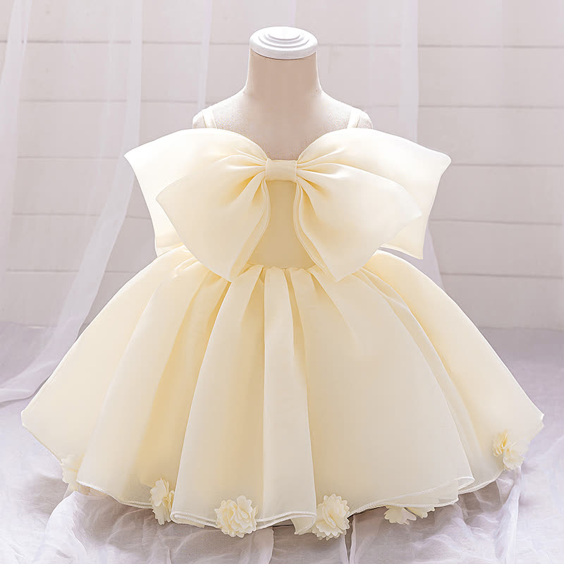 Organza Bow Rosette Maxi Dresses - Champagne - 2-3Y - image 1