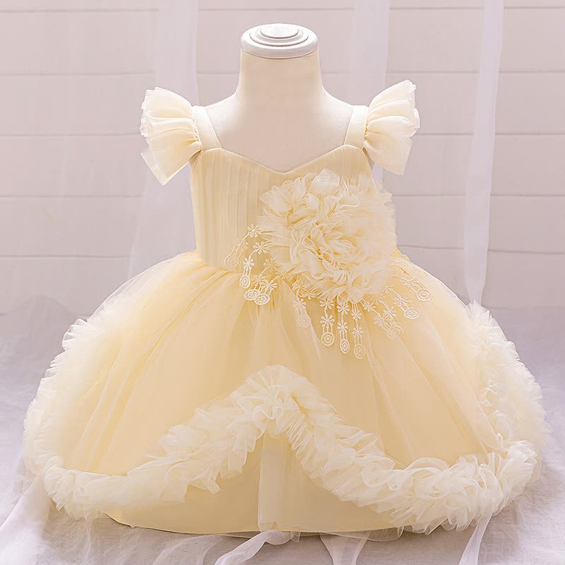 Mesh Rosette Maxi Dresses - Champagne - 2-3Y - image 10