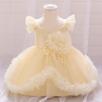 Mesh Rosette Maxi Dresses - Champagne - 2-3Y - image 10