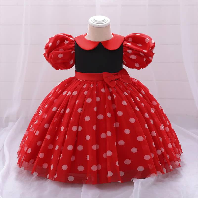Mesh Bow Short Sleeve Maxi Dresses - Red - 12-18M - image 9