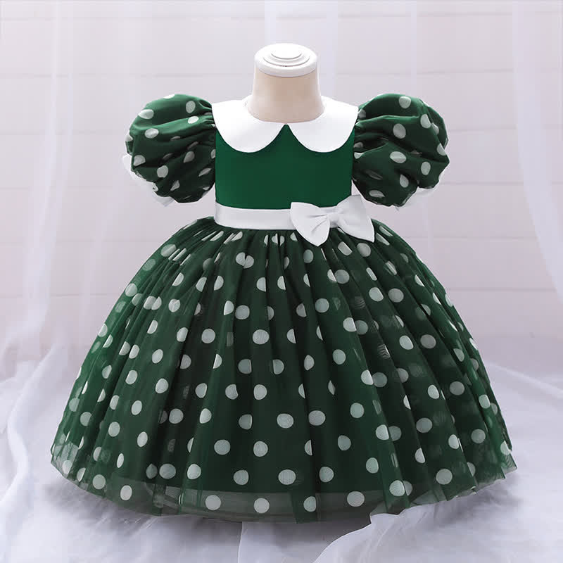 Mesh Bow Short Sleeve Maxi Dresses - Green - 12-18M - image 1