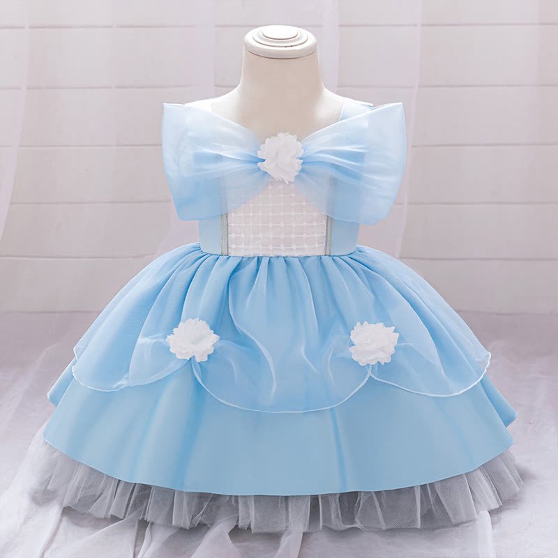 Organza & Satin  Rosette  Maxi Dresses - Blue - 4Y - image 1