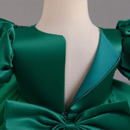 Mesh Bow Sequins Folds Short Sleeve Mid-long Dresses - image 13