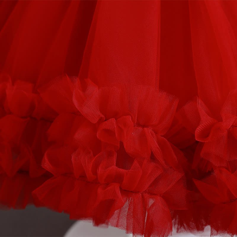 Mesh Bow Sequins Folds Short Sleeve Mid-long Dresses - image 32