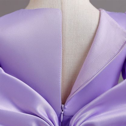 Mesh Bow Sequins Folds Short Sleeve Mid-long Dresses - image 41