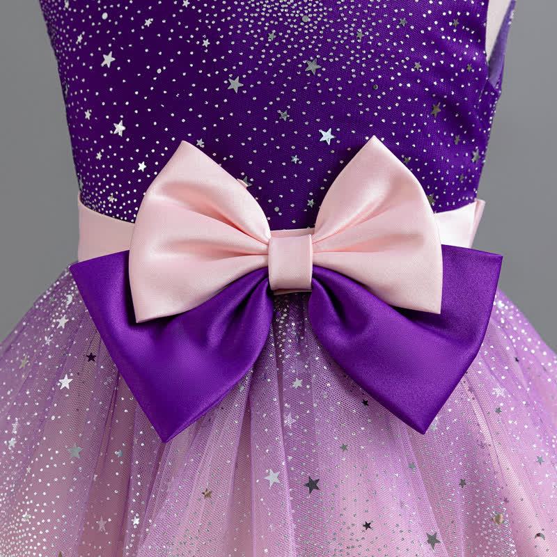 Polyester Cotton Bow Glitter Sleeveless Mid-long Dresses - image 5