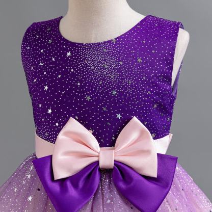 Polyester Cotton Bow Glitter Sleeveless Mid-long Dresses - image 4