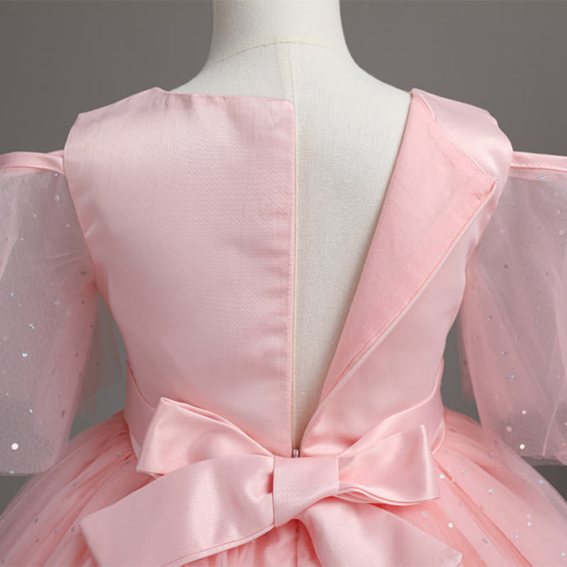 Mesh Lace Glitter Short Sleeve Mid-long Dresses - image 5