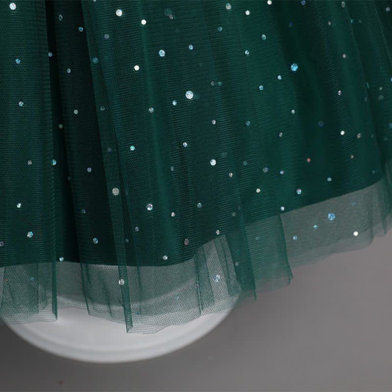 Mesh Lace Glitter Short Sleeve Mid-long Dresses - image 48