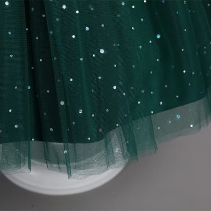 Mesh Lace Glitter Short Sleeve Mid-long Dresses - image 48