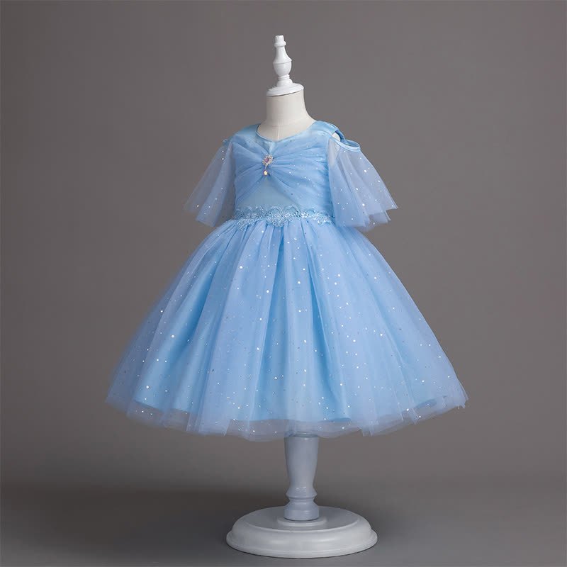 Mesh Lace Glitter Short Sleeve Mid-long Dresses - image 18