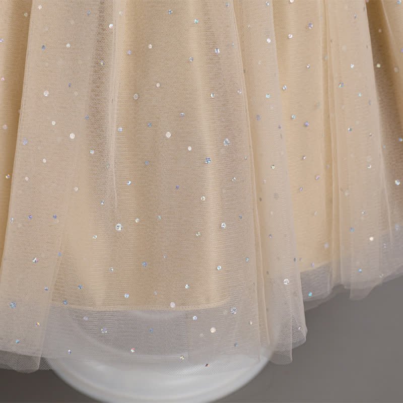 Mesh Lace Glitter Short Sleeve Mid-long Dresses - image 32