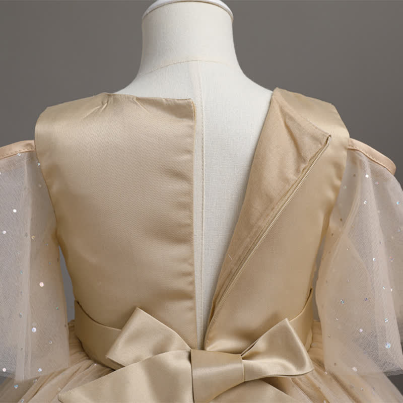 Mesh Lace Glitter Short Sleeve Mid-long Dresses - image 30