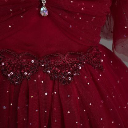 Mesh Lace Glitter Short Sleeve Mid-long Dresses - image 13