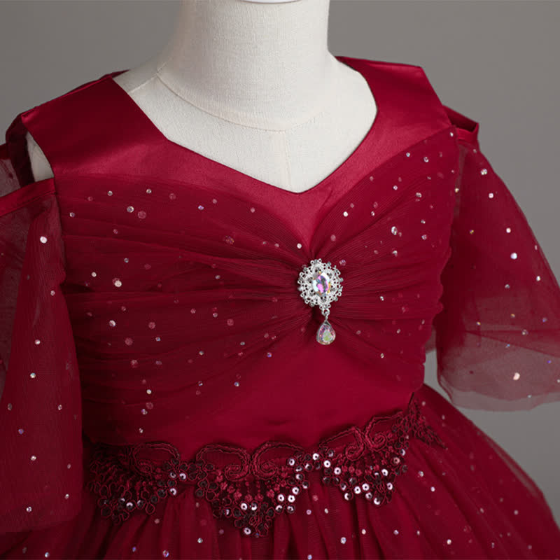 Mesh Lace Glitter Short Sleeve Mid-long Dresses - image 12