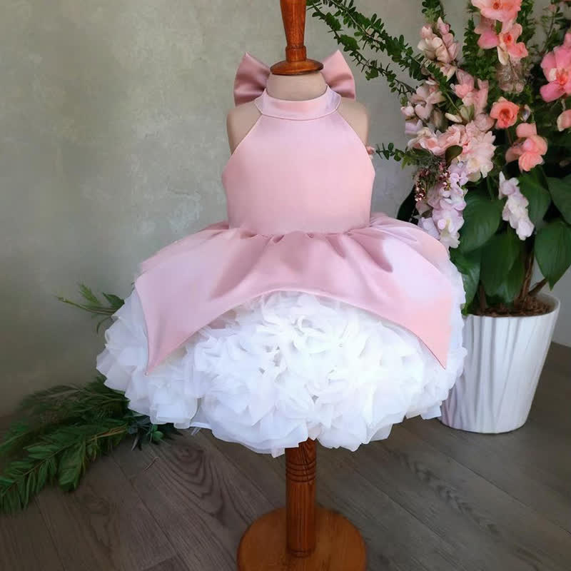 Satin & Mesh Split Joint Bow Sleeveless Midi Dresses - image 3