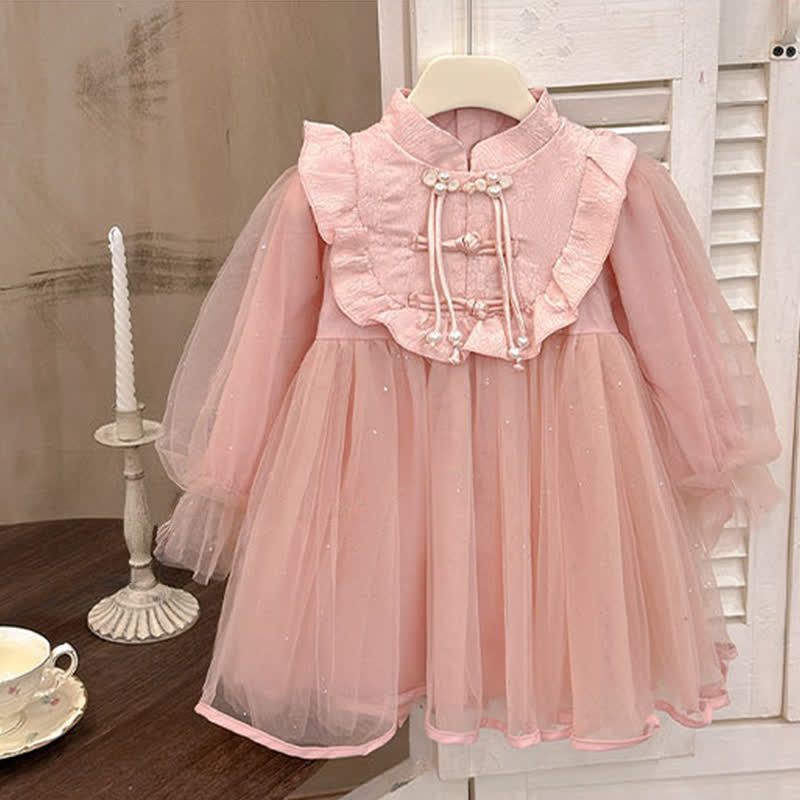 Mesh Split Joint Long Sleeve Midi Dresses - image 2