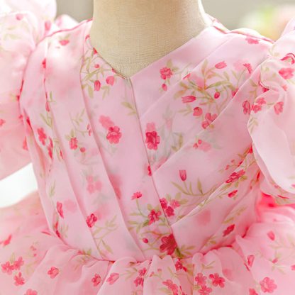 Organza Folds Bow Short Sleeve Mid-long Dresses - image 5