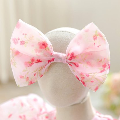 Organza Folds Bow Short Sleeve Mid-long Dresses - image 4