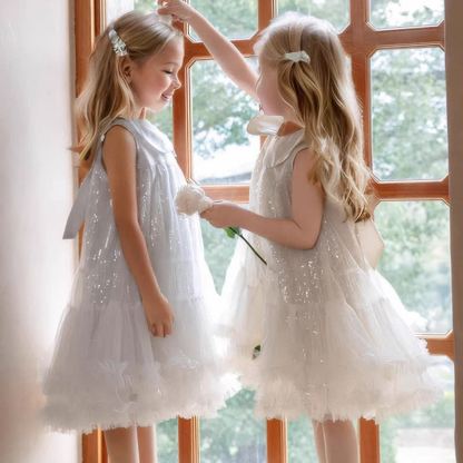 Mesh Folds Fluffy Split Joint Sleeveless Mid-long Dresses - image 4