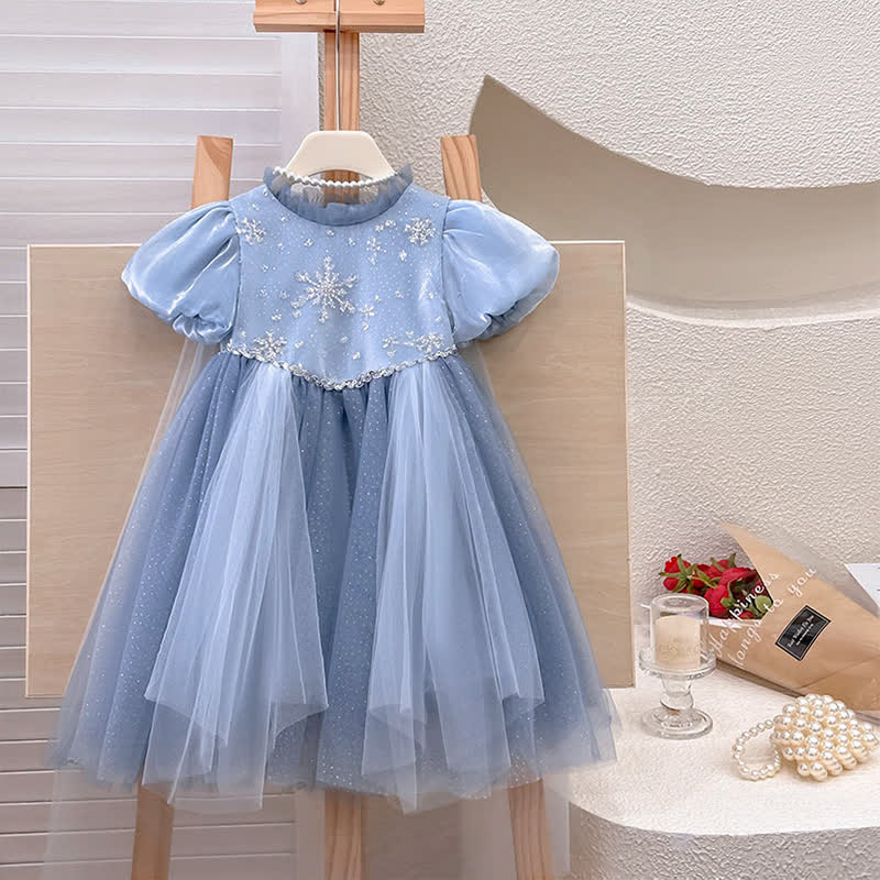 Mesh Bow Sequins Short Sleeve Mid-long Dresses - image 2