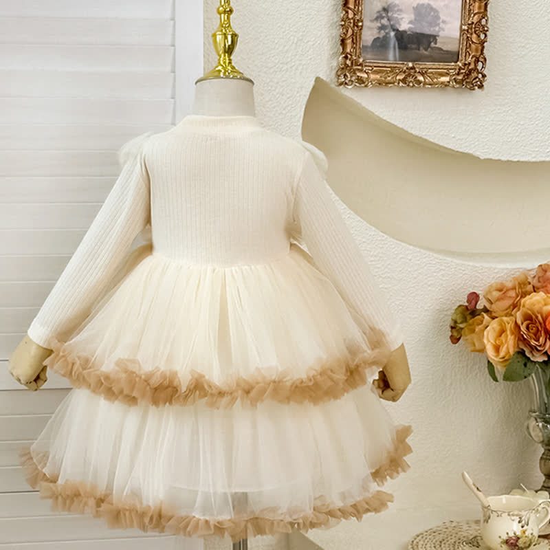 [Archive Sale] Chemical Fiber Blend Folds Fluffy Long Sleeve Mid-long Dresses - image 3