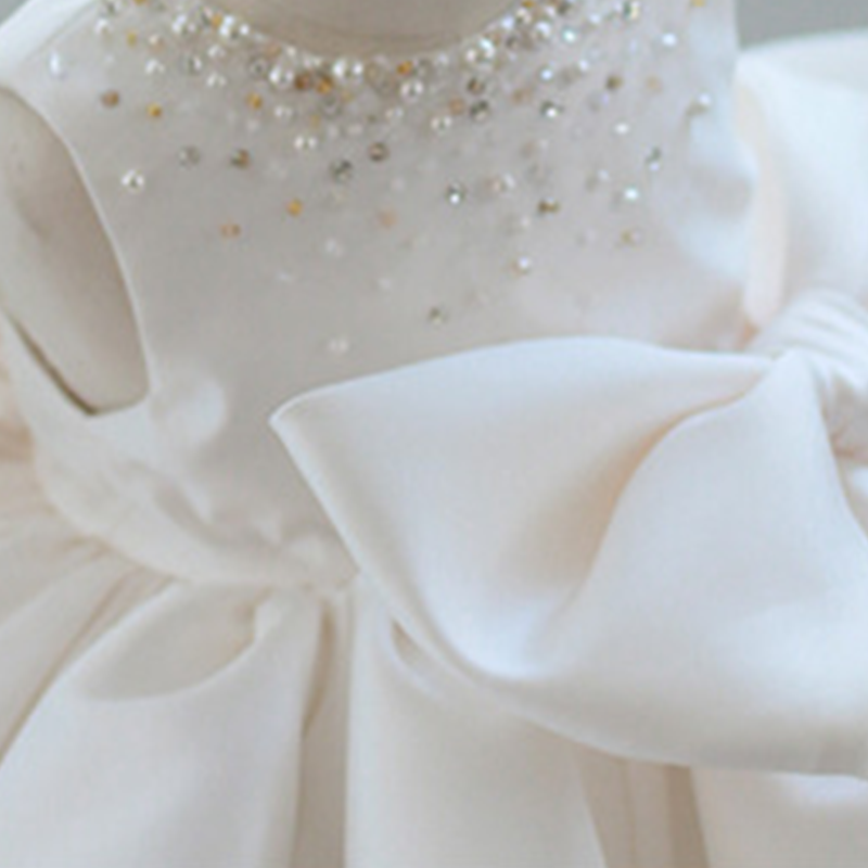 Chemical Fiber Blend Imitation Pearls Bow Sleeveless Mid-long Dresses - image 30