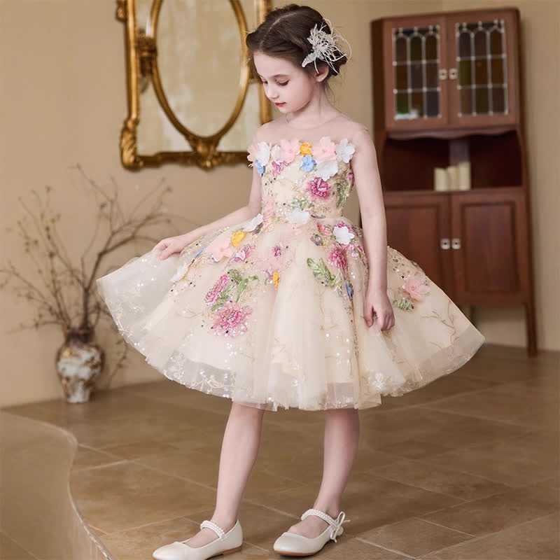 Mesh Rosette Sequins Sleeveless Mid-long Dresses - image 2