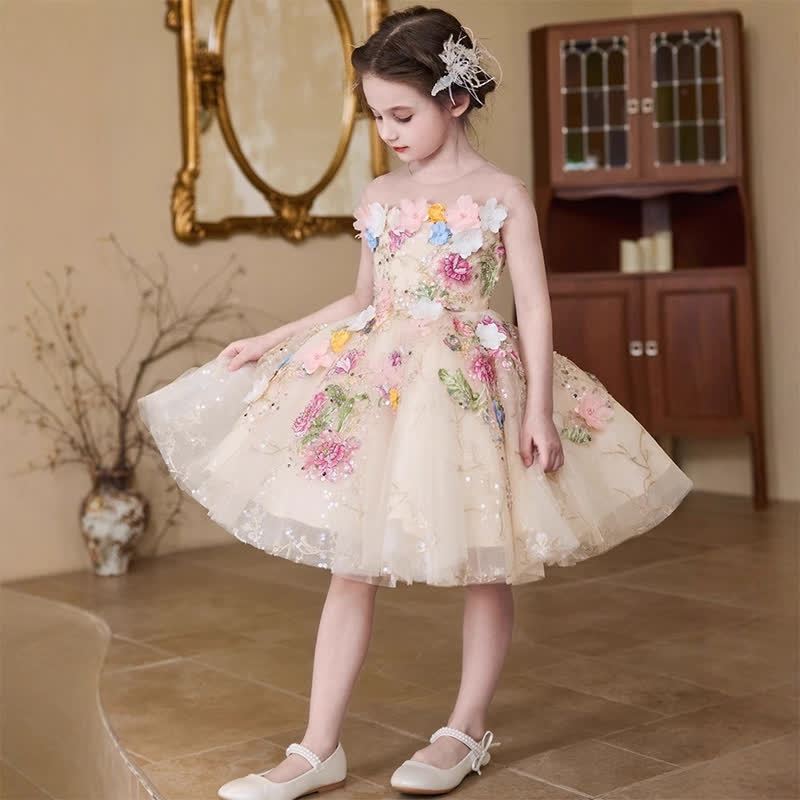 Mesh Rosette Sequins Sleeveless Mid-long Dresses - image 2