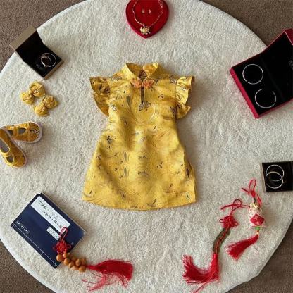 Acetate Jacquard Flouncing Cap Sleeve Midi Dresses - image 6