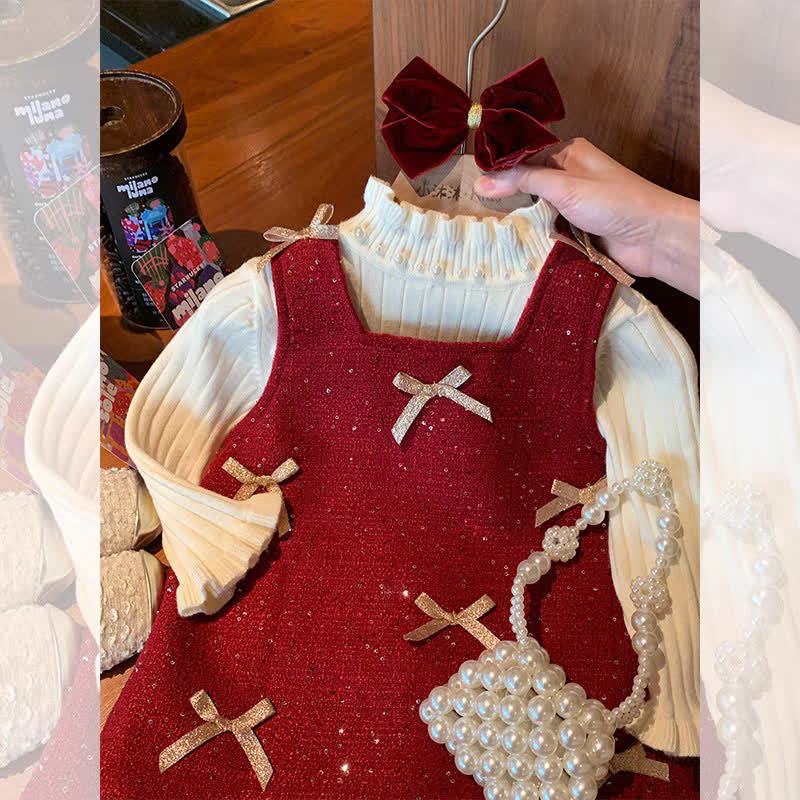 Woolen Bow Sleeveless Midi Dresses - image 3