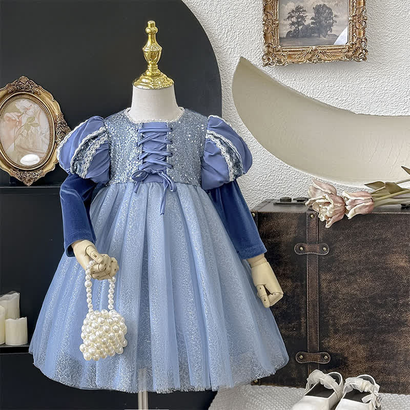 Velvet Lace-up Long Sleeve Midi Dresses - image 7