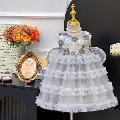 100% Polyester Split Joint Sleeveless Midi  - Grey - 3-4Y - image 1