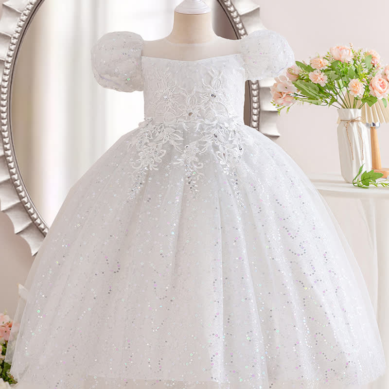 Mesh Lace Sequins Short Sleeve Maxi Dresses - image 2