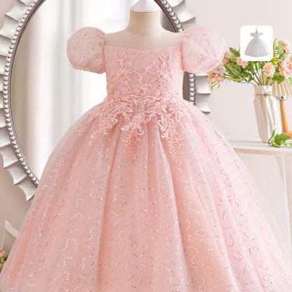 Mesh Lace Sequins Short Sleeve Maxi Dresses - image 9