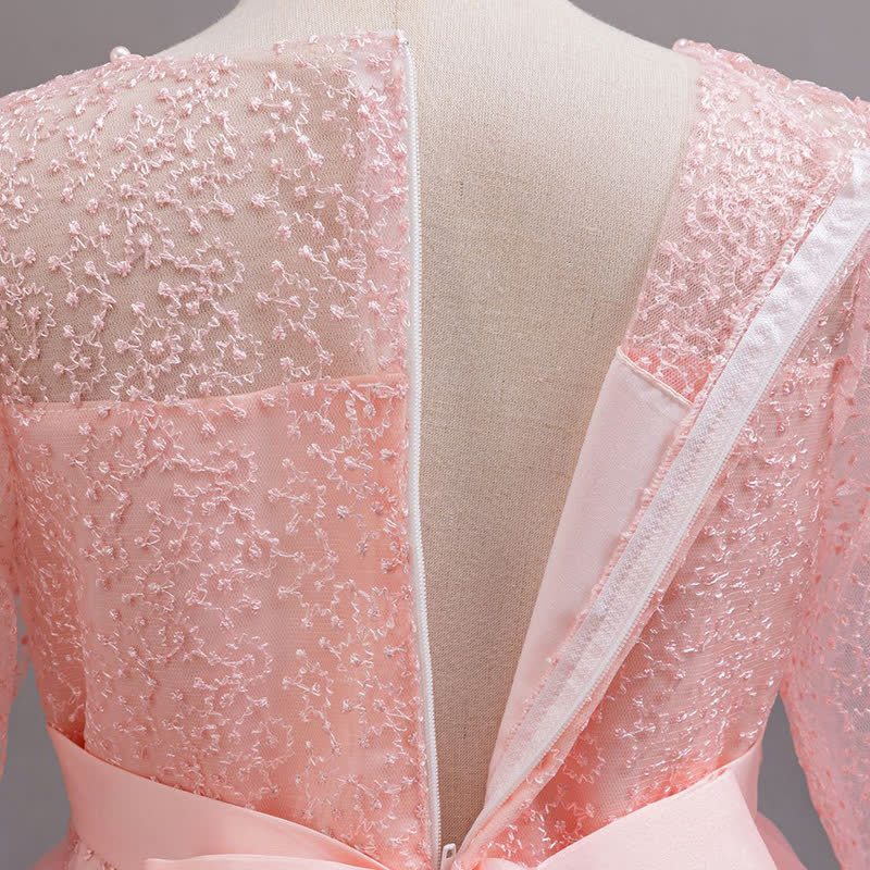 Mesh Lace Rosette Long Sleeve Maxi Dresses - image 17