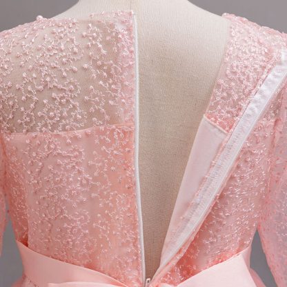 Mesh Lace Rosette Long Sleeve Maxi Dresses - image 17