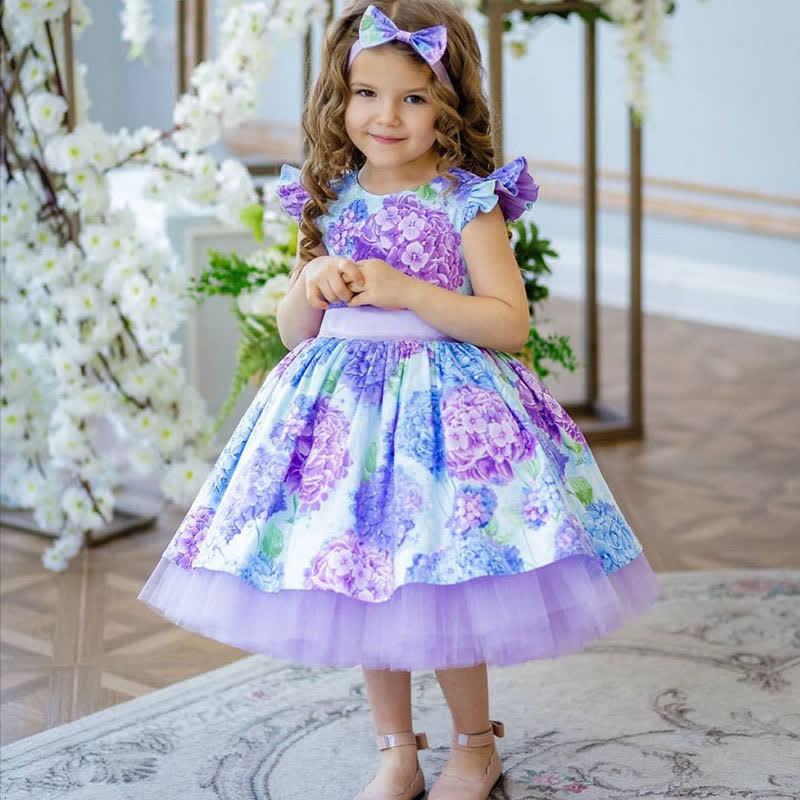 Satin Folds  Bow Sleeveless Midi Dresses - Purple - 8-9Y - image 5