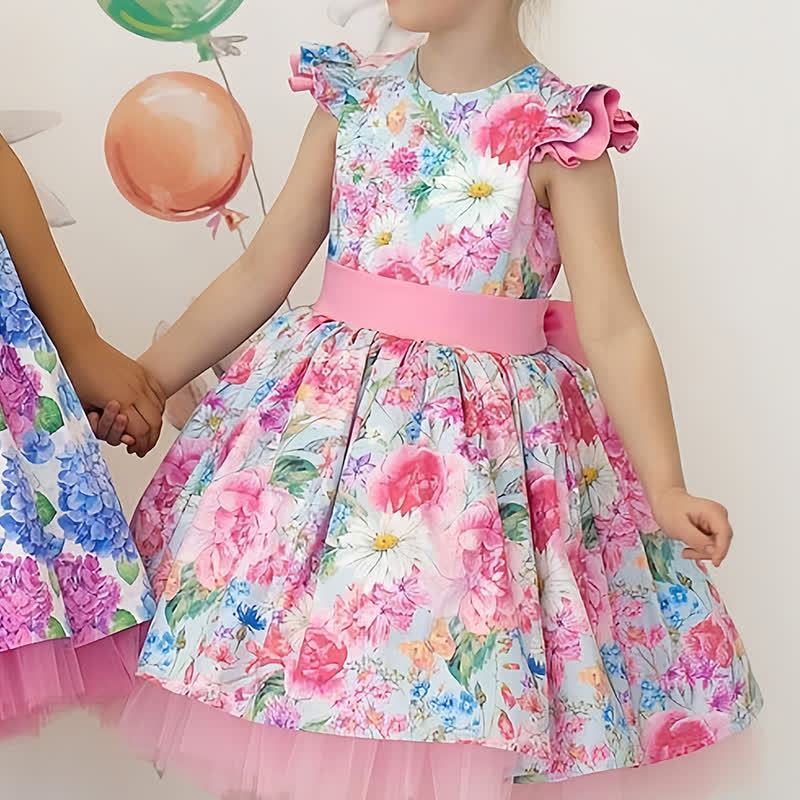 Satin Folds  Bow Sleeveless Midi Dresses - Pink - 8-9Y - image 1