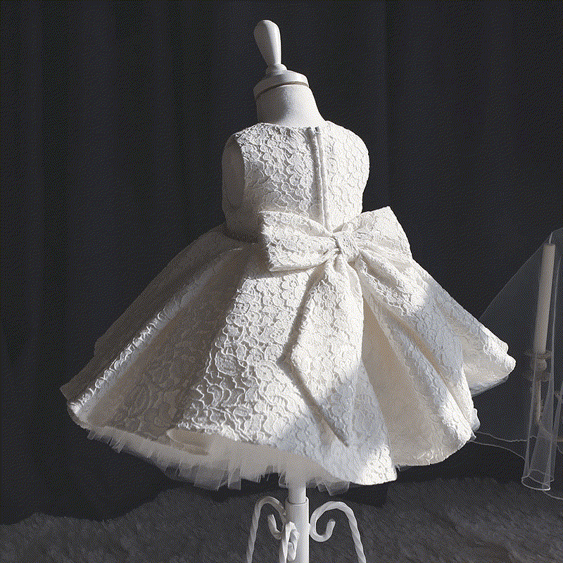 Chemical Fiber Blend Lace Bow Sleeveless Mid-long Dresses - image 2