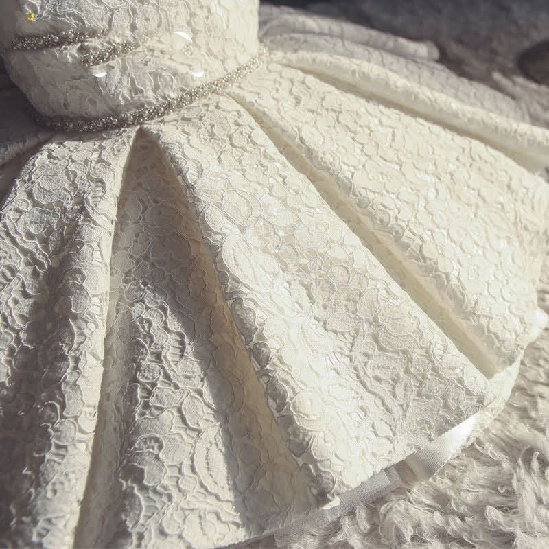 Chemical Fiber Blend Lace Bow Sleeveless Mid-long Dresses - image 4