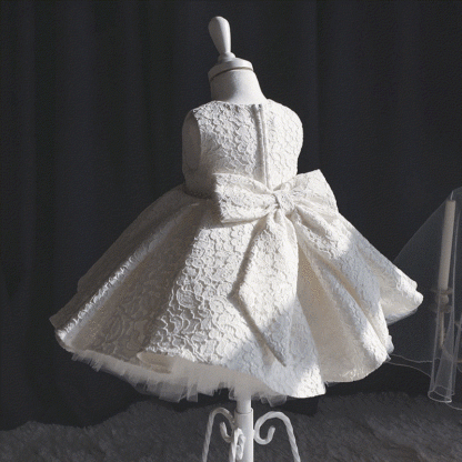 Chemical Fiber Blend Lace Bow Sleeveless Mid-long Dresses - image 2