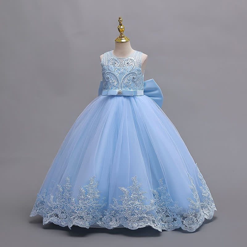 Mesh Lace Bow Sleeveless Maxi Dresses - image 13