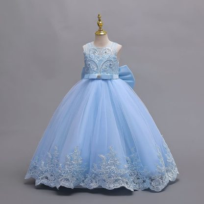 Mesh Lace Bow Sleeveless Maxi Dresses - image 13