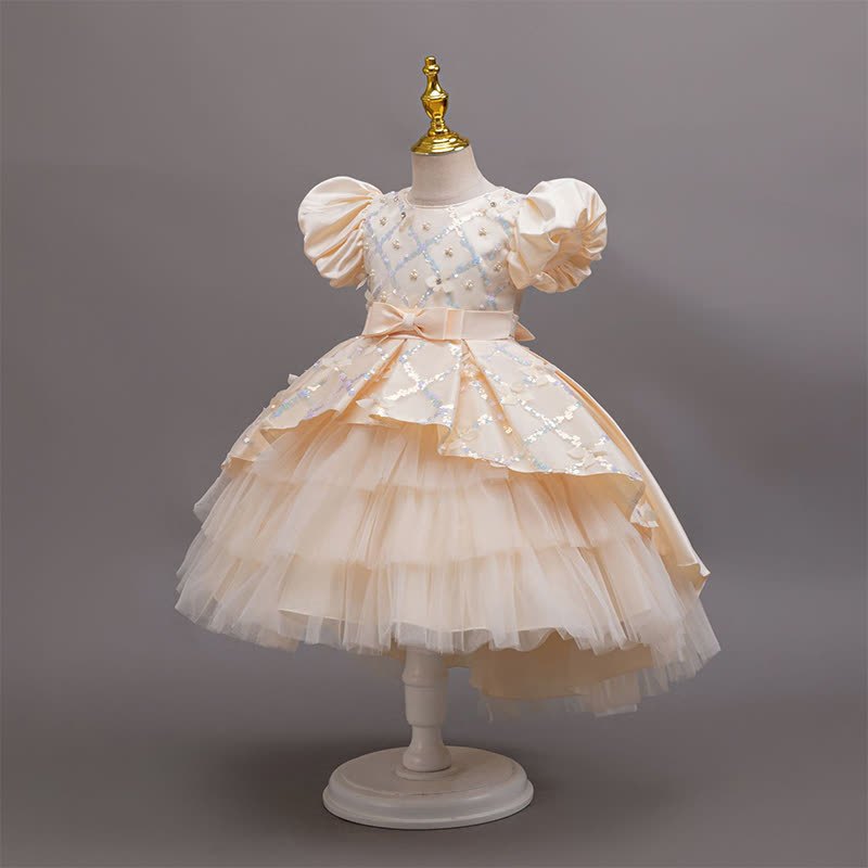 [Archive Sale] Mesh Rosette Folds Sequins Short Sleeve Maxi Dresses - image 2